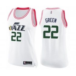 Womens Utah Jazz #22 Jeff Green Swingman White Pink Fashion Basketball Jersey Womens Utah Jazz #22 Jeff Green Swingman White Pink Fashion Basketball Jersey