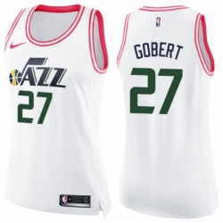 Womens Utah Jazz #27 Rudy Gobert Swingman White Pink Fashion NBA Jersey Womens Utah Jazz #27 Rudy Gobert Swingman White Pink Fashion NBA Jersey
