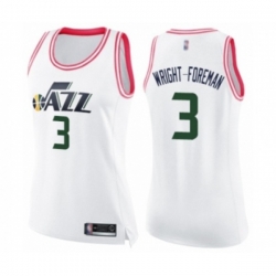 Womens Utah Jazz #3 Justin Wright-Foreman Swingman White Pink Fashion Basketball Jersey Womens Utah Jazz #3 Justin Wright-Foreman Swingman White Pink Fashion Basketball Jersey