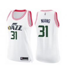 Womens Utah Jazz #31 Georges Niang Swingman White Pink Fashion Basketball Jersey