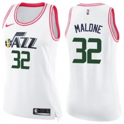 Womens Utah Jazz #32 Karl Malone Swingman White Pink Fashion NBA Jersey Womens Utah Jazz #32 Karl Malone Swingman White Pink Fashion NBA Jersey