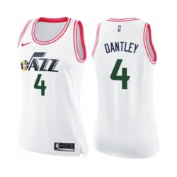 Womens Utah Jazz #4 Adrian Dantley Swingman White Pink Fashion Basketball Jersey Womens Utah Jazz #4 Adrian Dantley Swingman White Pink Fashion Basketball Jersey