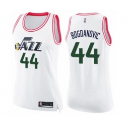 Womens Utah Jazz #44 Bojan Bogdanovic Swingman White Pink Fashion Basketball Jersey Womens Utah Jazz #44 Bojan Bogdanovic Swingman White Pink Fashion Basketball Jersey