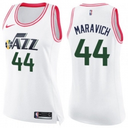 Womens Utah Jazz #44 Pete Maravich Swingman White Pink Fashion NBA Jersey Womens Utah Jazz #44 Pete Maravich Swingman White Pink Fashion NBA Jersey