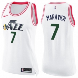 Womens Utah Jazz #7 Pete Maravich Swingman White Pink Fashion NBA Jersey Womens Utah Jazz #7 Pete Maravich Swingman White Pink Fashion NBA Jersey