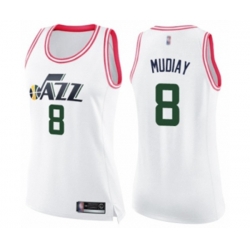 Womens Utah Jazz #8 Emmanuel Mudiay Swingman White Pink Fashion Basketball Jersey Womens Utah Jazz #8 Emmanuel Mudiay Swingman White Pink Fashion Basketball Jersey