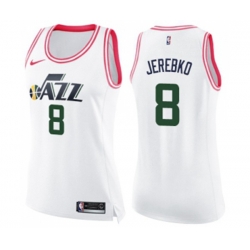 Womens Utah Jazz #8 Jonas Jerebko Swingman White Pink Fashion Basketball Jersey Womens Utah Jazz #8 Jonas Jerebko Swingman White Pink Fashion Basketball Jersey