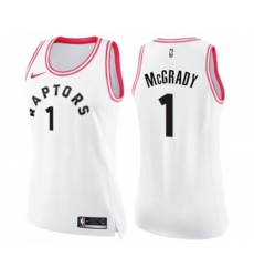 Womens Toronto Raptors #1 Tracy Mcgrady Swingman White Pink Fashion Basketball Jersey