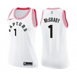 Womens Toronto Raptors #1 Tracy Mcgrady Swingman White Pink Fashion Basketball Jersey
