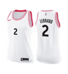 Womens Toronto Raptors #2 Kawhi Leonard Swingman White Pink Fashion Basketball Jersey