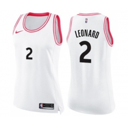 Womens Toronto Raptors #2 Kawhi Leonard Swingman White Pink Fashion Basketball Jersey