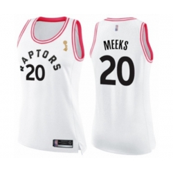 Womens Toronto Raptors #20 Jodie Meeks Swingman White Pink Fashion 2019 Basketball Finals Champions Jersey