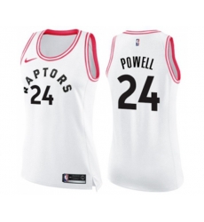 Womens Toronto Raptors #24 Norman Powell Swingman White Pink Fashion Basketball Jersey