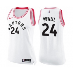 Womens Toronto Raptors #24 Norman Powell Swingman White Pink Fashion Basketball Jersey