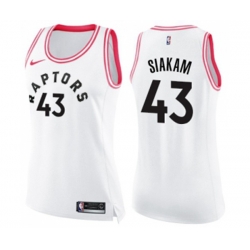 Womens Toronto Raptors #43 Pascal Siakam Swingman White Pink Fashion Basketball Jersey
