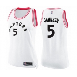Womens Toronto Raptors #5 Stanley Johnson Swingman White Pink Fashion Basketball Jersey