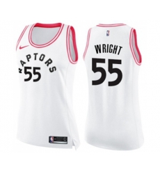 Womens Toronto Raptors #55 Delon Wright Swingman White Pink Fashion Basketball Jersey