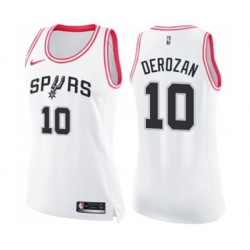 Womens San Antonio Spurs #10 DeMar DeRozan Swingman White Pink Fashion Basketball Jersey