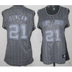 Womens San Antonio Spurs #21 Tim Duncan Swingman Grey Static Fashion Basketball Jersey