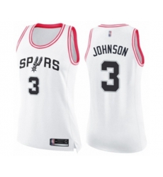 Womens San Antonio Spurs #3 Keldon Johnson Swingman White Pink Fashion Basketball Jersey Womens San Antonio Spurs #3 Keldon Johnson Swingman White Pink Fashion Basketball Jersey