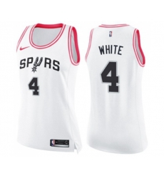 Womens San Antonio Spurs #4 Derrick White Swingman White Pink Fashion Basketball Jersey Womens San Antonio Spurs #4 Derrick White Swingman White Pink Fashion Basketball Jersey