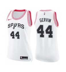 Womens San Antonio Spurs #44 George Gervin Swingman White Pink Fashion Basketball Jersey Womens San Antonio Spurs #44 George Gervin Swingman White Pink Fashion Basketball Jersey