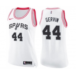 Womens San Antonio Spurs #44 George Gervin Swingman White Pink Fashion Basketball Jersey