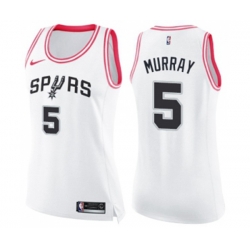 Womens San Antonio Spurs #5 Dejounte Murray Swingman White Pink Fashion Basketball Jersey