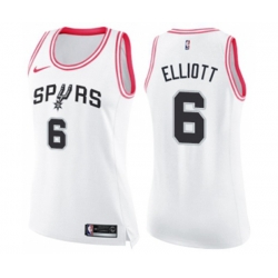 Womens San Antonio Spurs #6 Sean Elliott Swingman White Pink Fashion Basketball Jersey