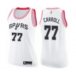 Womens San Antonio Spurs #77 DeMarre Carroll Swingman White Pink Fashion Basketball Jersey