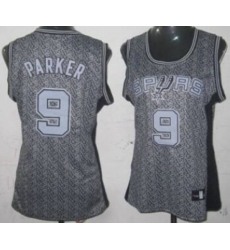 Womens San Antonio Spurs #9 Tony Parker Swingman Grey Static Fashion Basketball Jersey