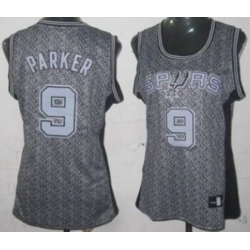 Womens San Antonio Spurs #9 Tony Parker Swingman Grey Static Fashion Basketball Jersey
