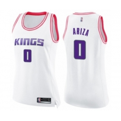 Womens Sacramento Kings #0 Trevor Ariza Swingman White Pink Fashion Basketball Jersey