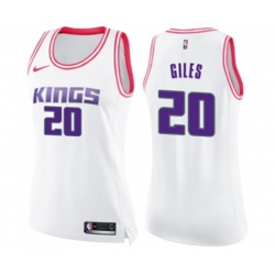 Womens Sacramento Kings #20 Harry Giles Swingman White Pink Fashion Basketball Jersey