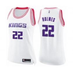 Womens Sacramento Kings #22 Richaun Holmes Swingman White Pink Fashion Basketball Jersey
