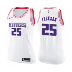 Womens Sacramento Kings #25 Justin Jackson Swingman White Pink Fashion Basketball Jersey