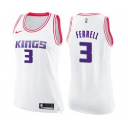 Womens Sacramento Kings #3 Yogi Ferrell Swingman White Pink Fashion Basketball Jersey