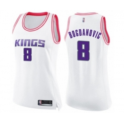 Womens Sacramento Kings #8 Bogdan Bogdanovic Swingman White Pink Fashion Basketball Jersey