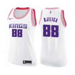 Womens Sacramento Kings #88 Nemanja Bjelica Swingman White Pink Fashion Basketball Jersey