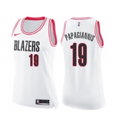 Womens Portland Trail Blazers #19 Georgios Papagiannis Swingman White Pink Fashion Basketball Jersey