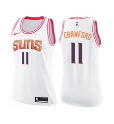 Womens Phoenix Suns #11 Jamal Crawford Swingman White Pink Fashion Basketball Jersey