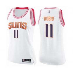 Womens Phoenix Suns #11 Ricky Rubio Swingman White Pink Fashion Basketball Jersey Womens Phoenix Suns #11 Ricky Rubio Swingman White Pink Fashion Basketball Jersey