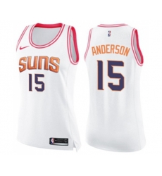 Womens Phoenix Suns #15 Ryan Anderson Swingman White Pink Fashion Basketball Jersey