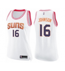 Womens Phoenix Suns #16 Tyler Johnson Swingman White Pink Fashion Basketball Jersey