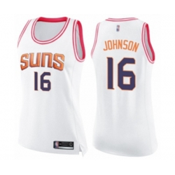 Womens Phoenix Suns #16 Tyler Johnson Swingman White Pink Fashion Basketball Jersey Womens Phoenix Suns #16 Tyler Johnson Swingman White Pink Fashion Basketball Jersey