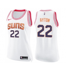 Womens Phoenix Suns #22 Deandre Ayton Swingman White Pink Fashion Basketball Jersey