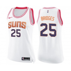 Womens Phoenix Suns #25 Mikal Bridges Swingman White Pink Fashion Basketball Jersey Womens Phoenix Suns #25 Mikal Bridges Swingman White Pink Fashion Basketball Jersey