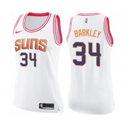 Womens Phoenix Suns #34 Charles Barkley Swingman White Pink Fashion Basketball Jersey Womens Phoenix Suns #34 Charles Barkley Swingman White Pink Fashion Basketball Jersey