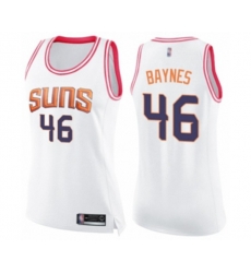 Womens Phoenix Suns #46 Aron Baynes Swingman White Pink Fashion Basketball Jersey