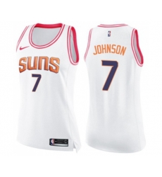 Womens Phoenix Suns #7 Kevin Johnson Swingman White Pink Fashion Basketball Jersey
